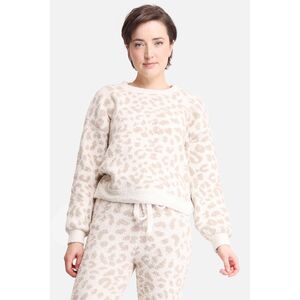 COMFYLUXE Leopard Pattern Luxury Soft Lounge Sweater size L/XL beige